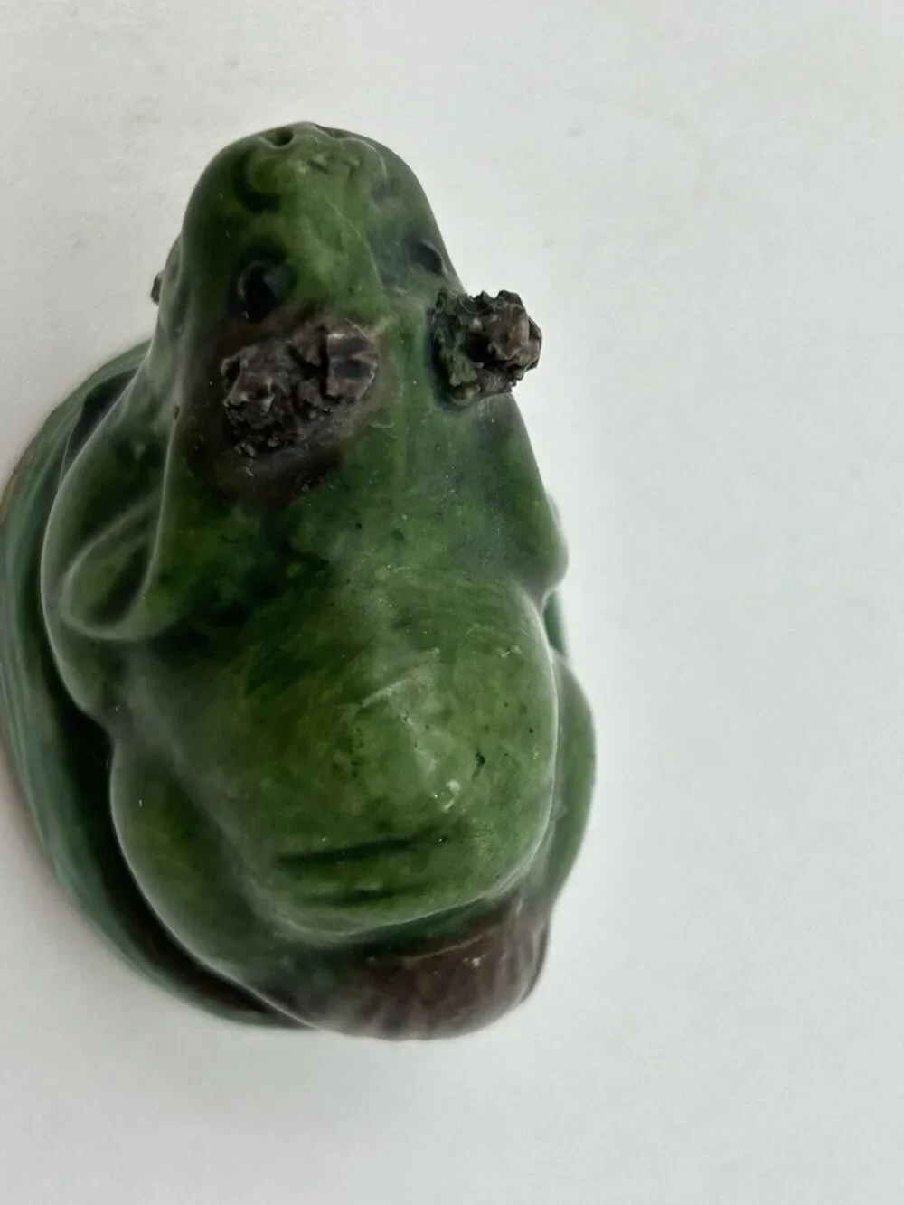 Antique Chinese Foo Dog Famille Verte Dog Miniature Figurine Hand Carved Stone